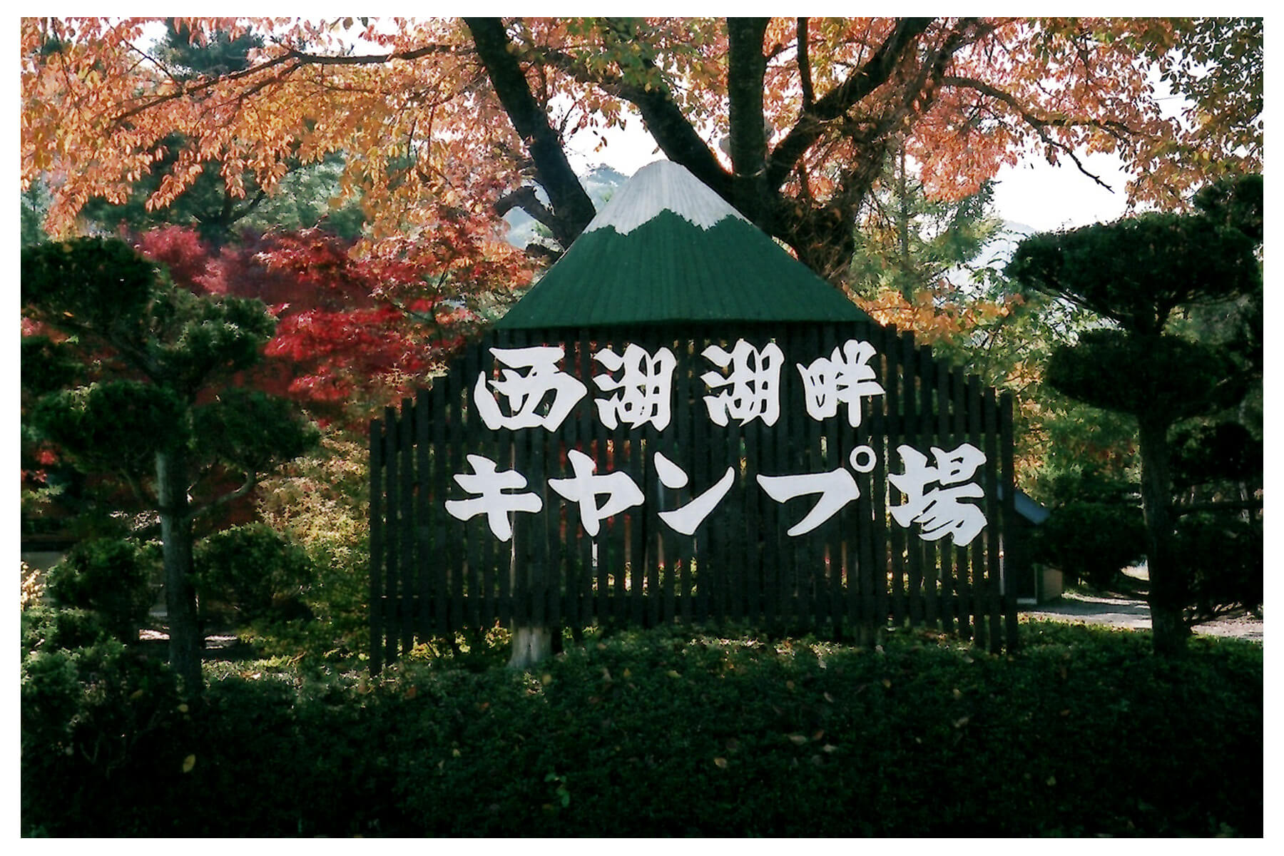 昭和時代の西湖湖畔キャンプ場